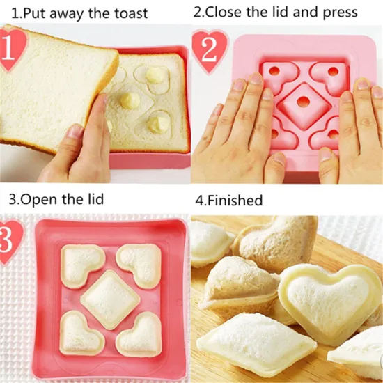 Heart & Square Shape Sandwich Maker Cake Bread Toast Mold DIY Breakfast Cutter