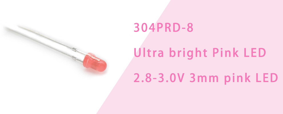 304PRD-8 Ultra Bright 3mm Round Top Diffused Pink LED pink diffused lens LED Diode 3mm Pink