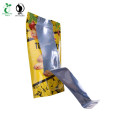 Stand up Gusset Pouch Food Bag Dengan Jendela Bening dan Ritsleting Atas untuk bedak dan makanan kering