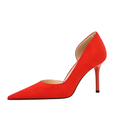 8237 Bigtree Women's Fashion Minimalist High Heels in Velvet: Pointed, Side Air Single Design with Shallow Mouth