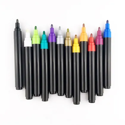 Wholesale DIY Metal Waterproof Permanent Paint Marker Pens - 12 Assorted Colors Sharpie Gold and Silver