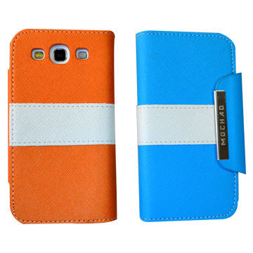 Genuine Leather/PU Cases for Samsung Galaxy S3 I9300, Factory Supply, Double Color Gradient Design