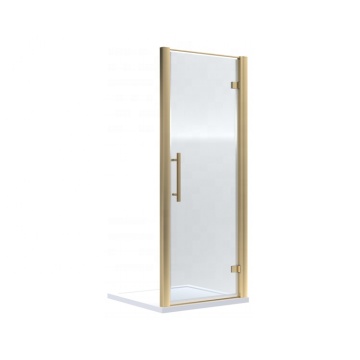 PTB 8mm Tempered Glass Hinged Bathroom Door, Brushed Brass Framed Shower Enclosure 1900*690mm
