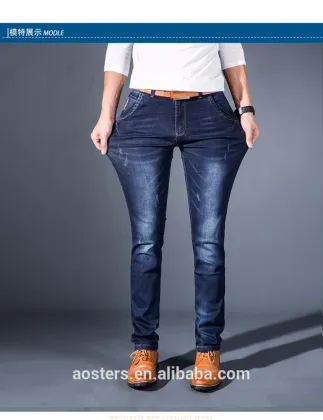 Fashionable city men casual jeans negotiate price custom water washing jeans