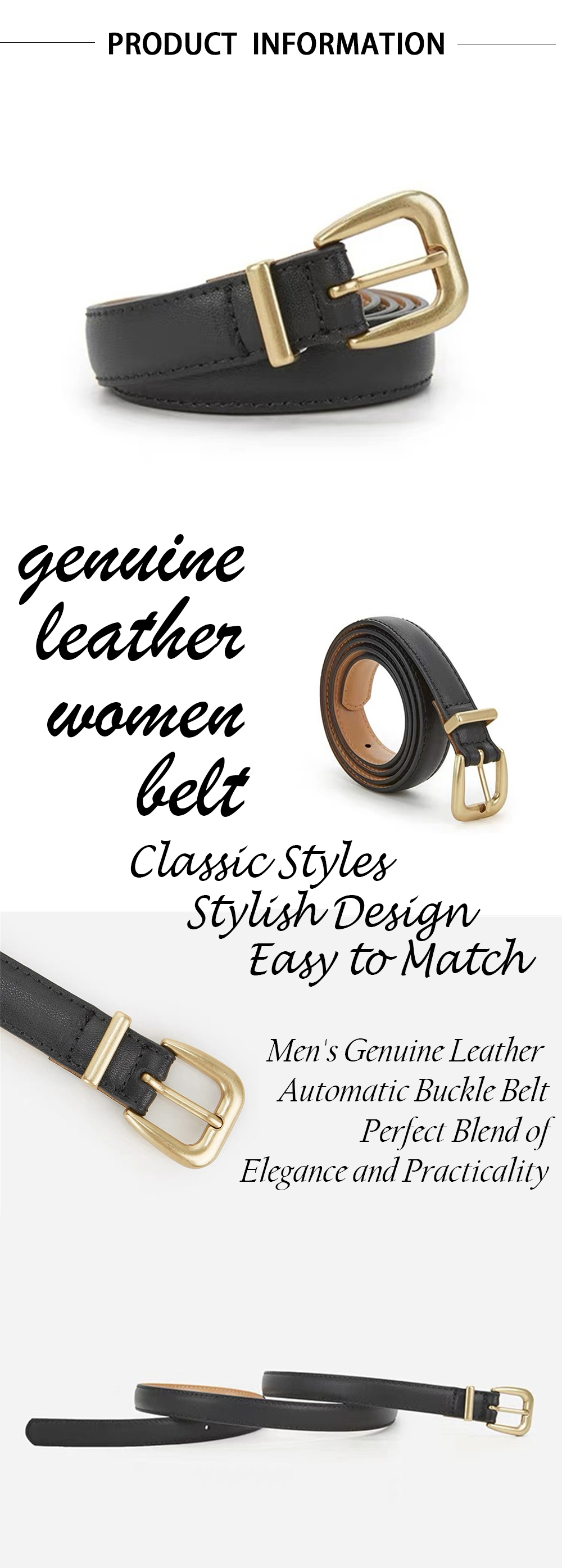 Ladies Thin Leather Belt