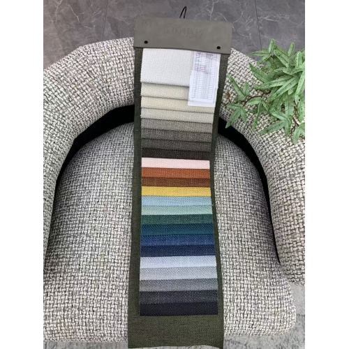 Amostras de tecido de sofá com textura de linho
