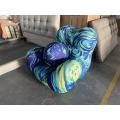 Lounge Living Room Fiberglass Ball Dark Blue Leisure mama Living Room Chair With Ottoman