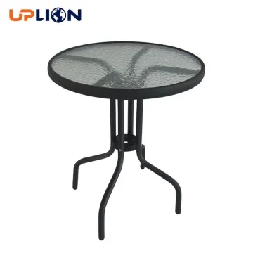 Uplion High Quality Metal Outdoor Tempered Glass Round Table