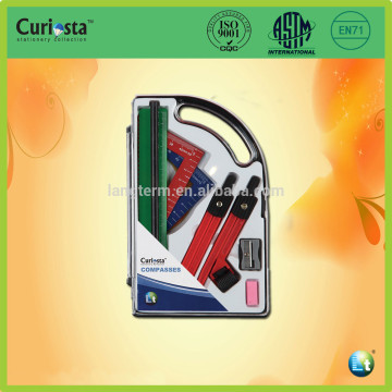 Plastic Compass Set with Ruler Pencil Protractor Eraser Sharpner