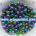 6MM Peacock Mullti-Color Acrylic Round Beads Spacer Finding