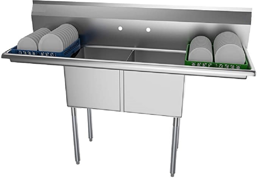 2 compartment sink with drainboard