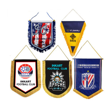 Custom Soccer Satin Pennant Flags for Wholesale Promotion