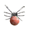 Unakite 16MM Ball Antique Silver Spider Pendant (47x40mm) Necklace 45cm Black Cord