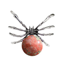 Unakite 16MM Ball Antique Silver Spider Pendant (47x40mm) for DIY Making Jewelry