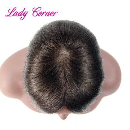 Indian human hair silk base/Swiss lace topper other artificial hair
