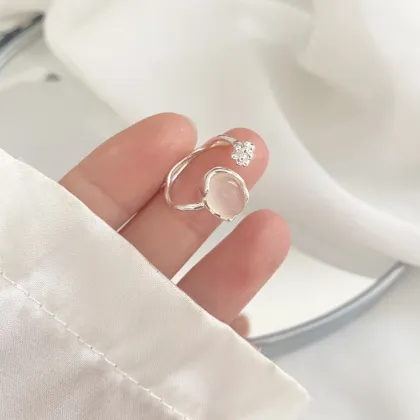 Charming Fashion Factory Wholesale S925 Sterling Silver White Chalcedony Ring Jewelry Set 2023