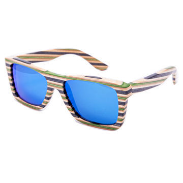 Colorful wooden sunglasses with polarized lens, women's and men's fashion vintage styles