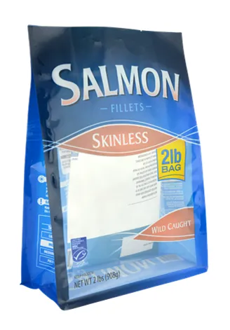 Food Grade Salmon Zipper Flat Bottom Gusset Pouch