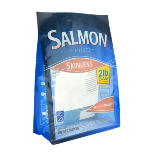 Food Grade Salmon Zipper Flat Bottom Gusset Pouch