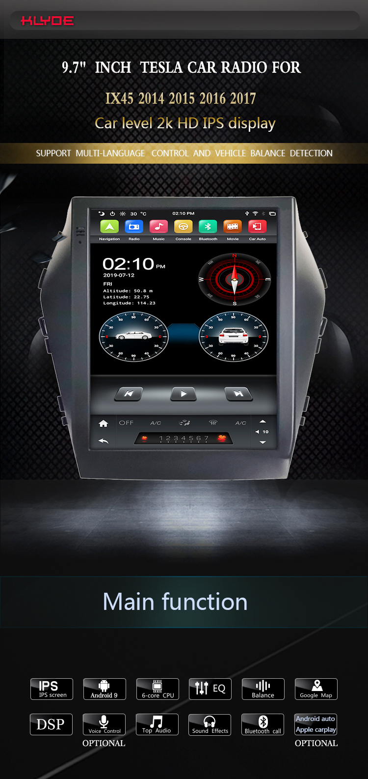 car audio player for Hyundai IX45 2015