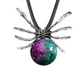 Ruby zoisite 16MM Ball Antique Silver Spider Pendant (47x40mm) for DIY Making Jewelry