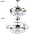 Ventilateur de plafond en cristal en argent invisible avec lumière