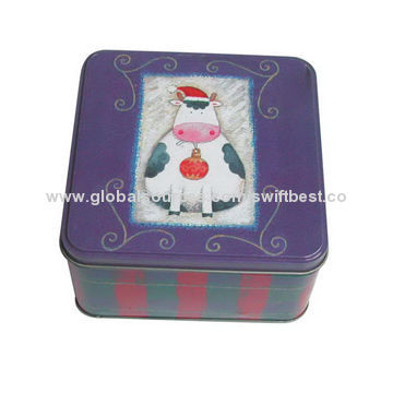 Square Tin Box, Sized 117x117x70mm