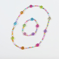 Ensemble de collier de visage souriant transparent de couleur arc-en-ciel de 10 mm