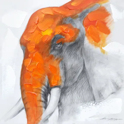 Orange Elephent Handmade Oil Paintings