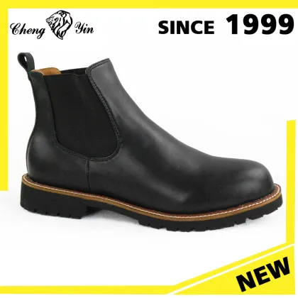 Wholesale Black Winter Casual Man Boot Round Toe Chelsea Boots