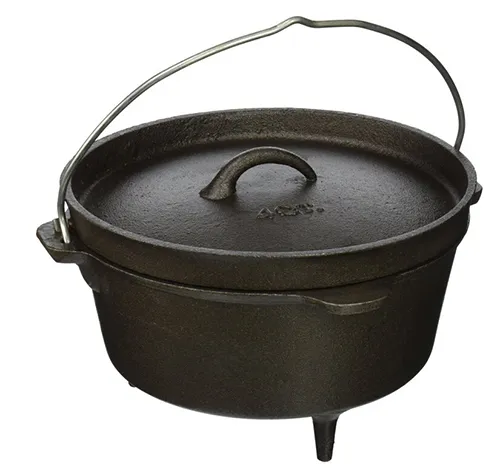 CAST IRON CAMPING OVEN WITH LIPPED LID