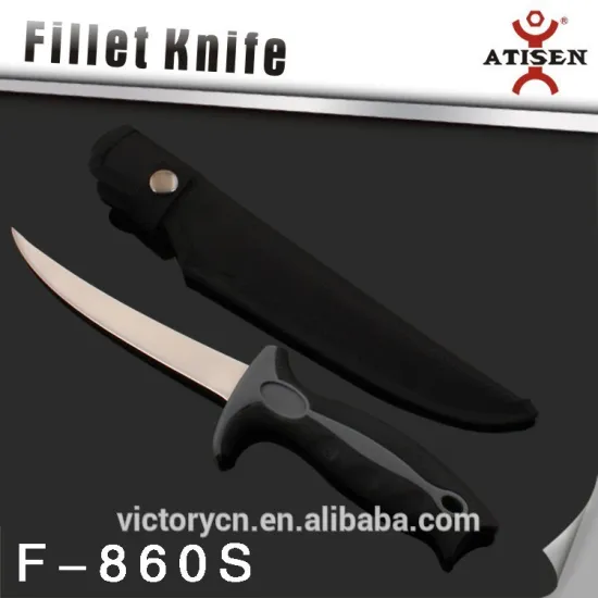 6"Over molding stainless steel fishing knife, fillet knife with knife cover F-860M
