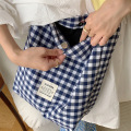 Deep Blue Custom Lattice Eco Canvas Shoulder Bag