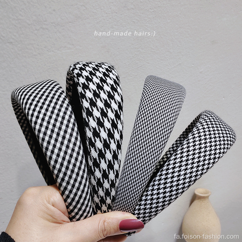 بند موی اسفنجی رنگارنگ کلاسیک Houndstooth قومی