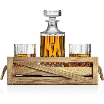 Father's Day Gift: Whiskey Stone Set in Wooden Box - Reusable Stainless Steel Ice Cubes for Bar