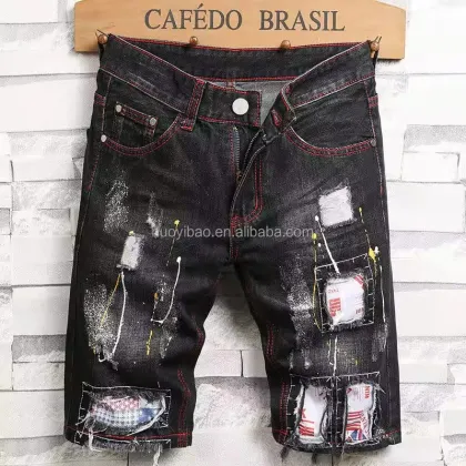 Ripped Straight Fit Distressed Denim Shorts for Men