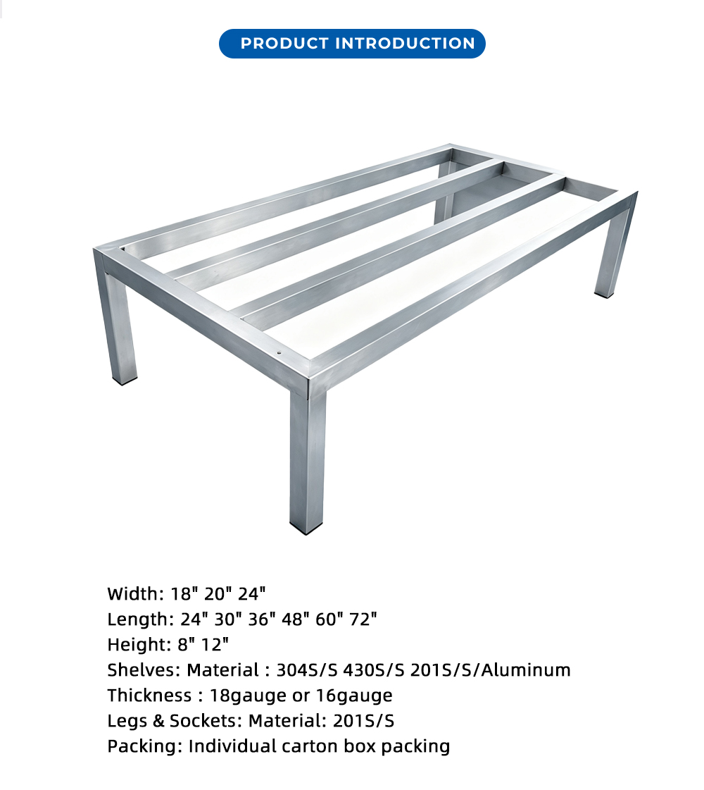 Single Tier Slatted Stainless Steel Dunnage Rack X