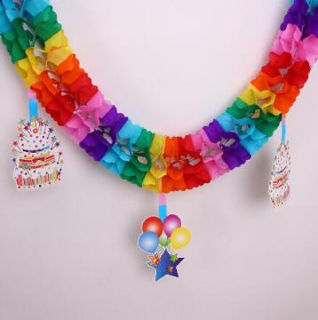 Wholesale Colorful Flower Paper Hanging Garland Tissue Paper Flowers Garland Birthday Christmas Decor Party Decorations