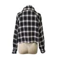 Women's woolen plaid with flap pockets jacket