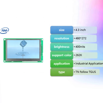 TDO 4.3 Inch 480x272 TFT LCD Display Module with UART, RS485, RS232, TTL Interfaces - TGUS Protocol Compatible
