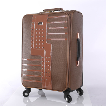 Nice PU leather personality design trolley suitcase