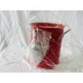 Red ice bucket with aluminum spatula and lid