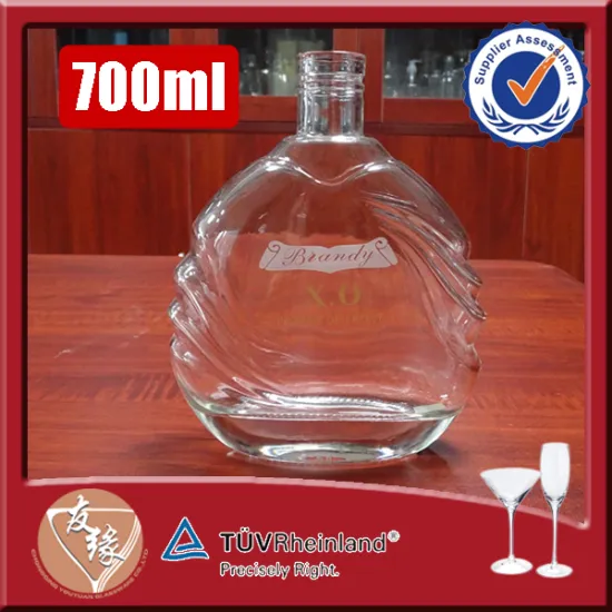70 cl custom design fashion round spirits bottle super transparent glass corkmouth xo clear liquor bottle