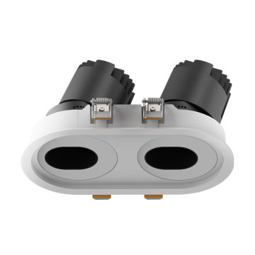 DALI High Brightness Aluminum Dimmable 2*12W Warm White COB Recessed LED Double Heads Downlight