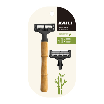 Bamboo Eco Razor with 6 Blades - Replaceable Shaving Razor for Men
