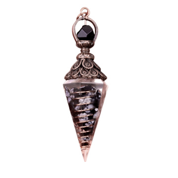 Snowflake Chip Stone Resin Antique Bronze Hexagonal Cone Pendant & Pendulum