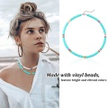 Boho necklaces pendant Handmad Soft Pottery Clay 6mm disc Surfer Choker Beach Collar Necklace for Women Girl Holidays Jewelry