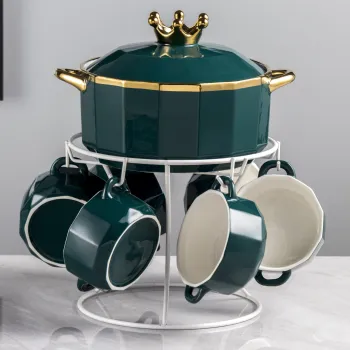 Wholesale Ceramic Soup Tureen Set with Stand for Home Use