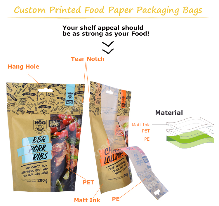 Stand Up Food Packing Bag 