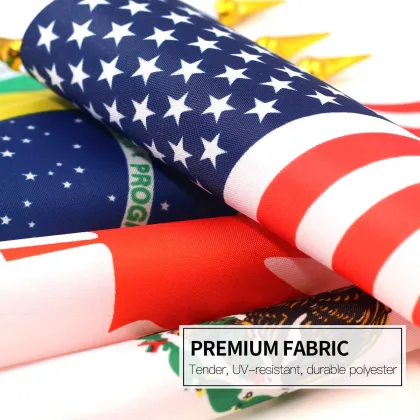 Heyuan Custom America Flag with Nylon, Plastic Base, and Polyester Construction: Perfect Decorative Office Desk Hand Flag
